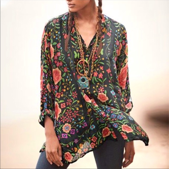 Johnny Was Tops - Johnny Was Emby Button Down Silk Blouse